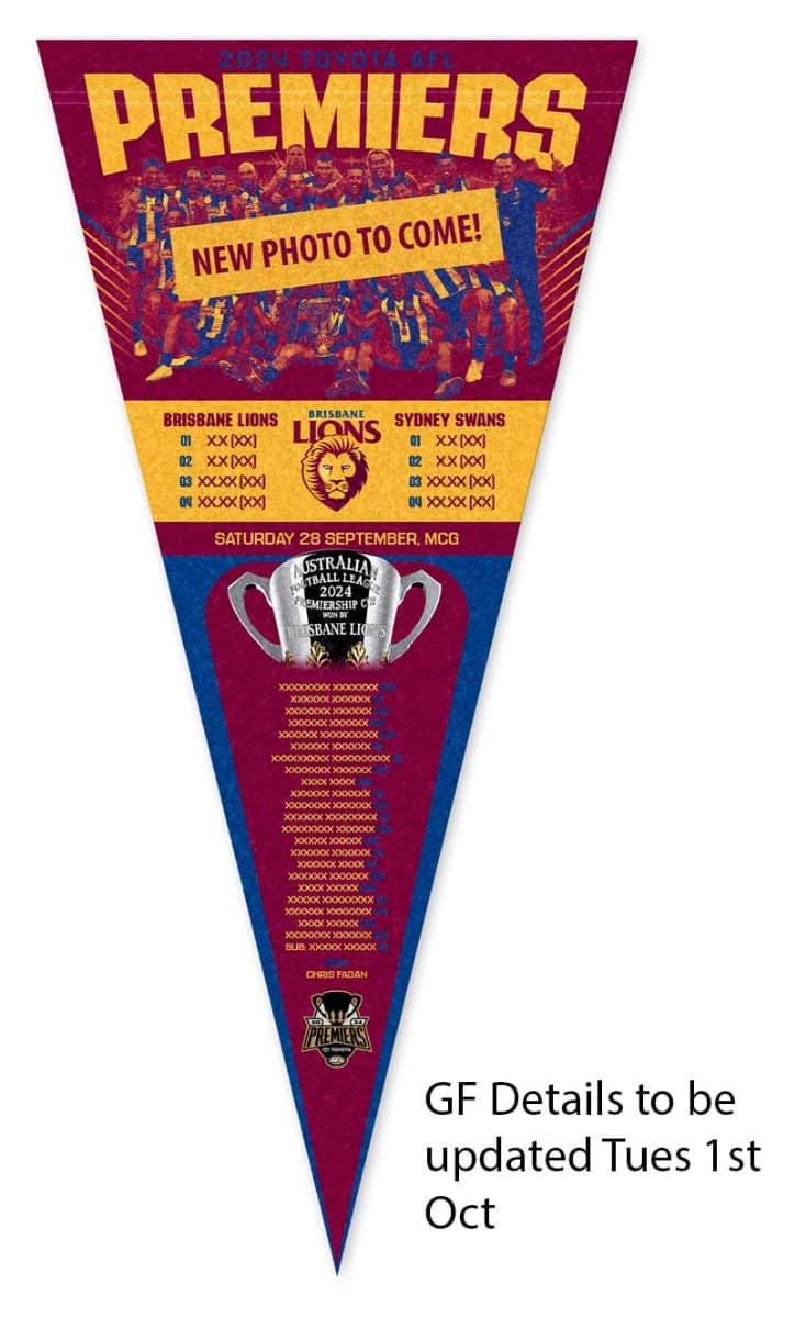 Brisbane Lions 2024 AFL Premiers Team Pennant