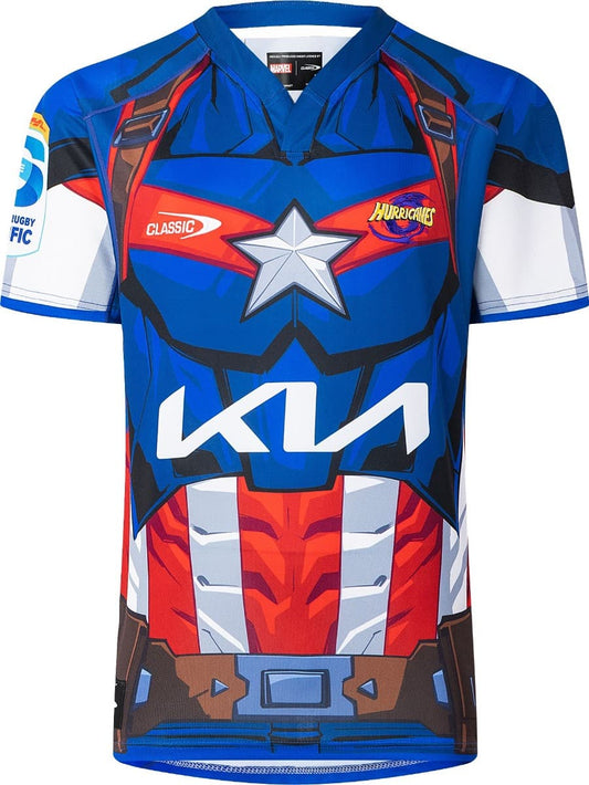 Wellington Hurricanes 2025 Rugby Union Mens Captain America Marvel Jersey Wellington Hurricanes 2025 Rugby Union Mens Captain America Marvel Jersey