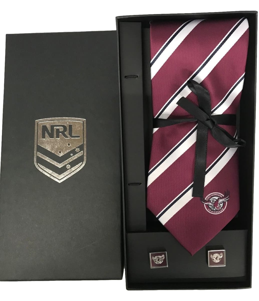 Manly Sea Eagles NRL Cuff Links and Tie Gift Set