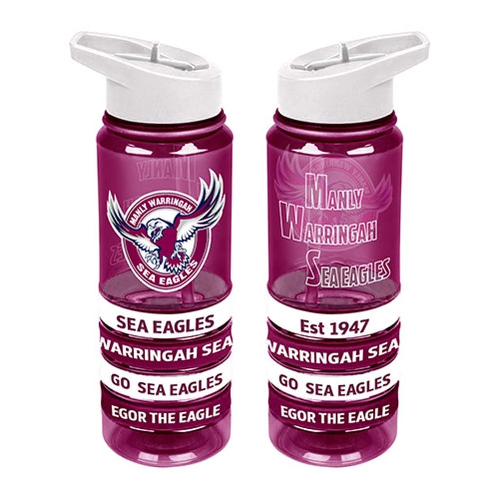 Manly Sea Eagles NRL 650ml Tritan Drink Bottle with Bands