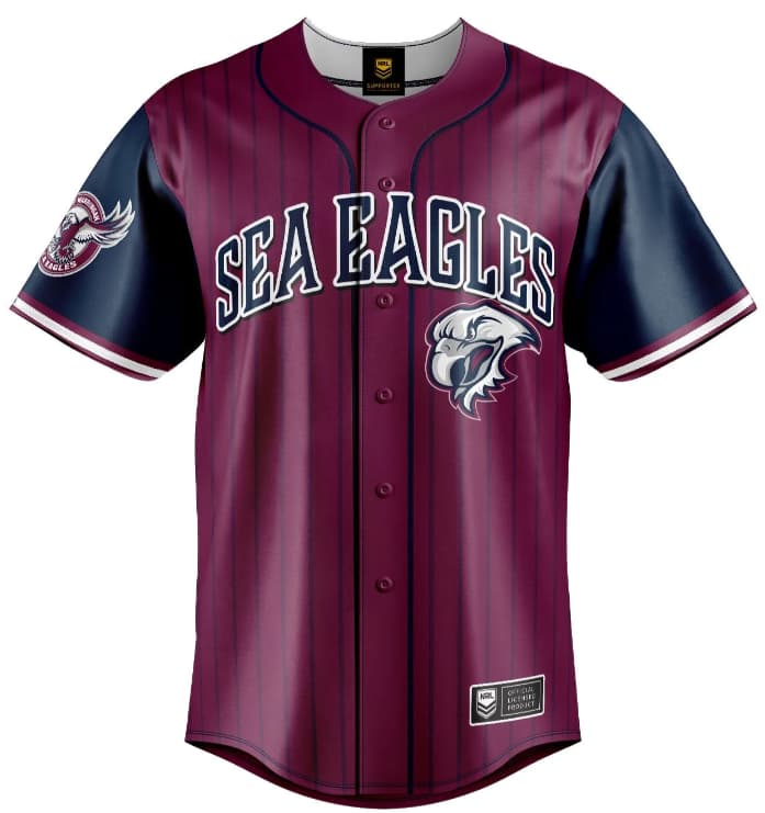 Manly Sea Eagles NRL Mens Slugger Baseball Shirt
