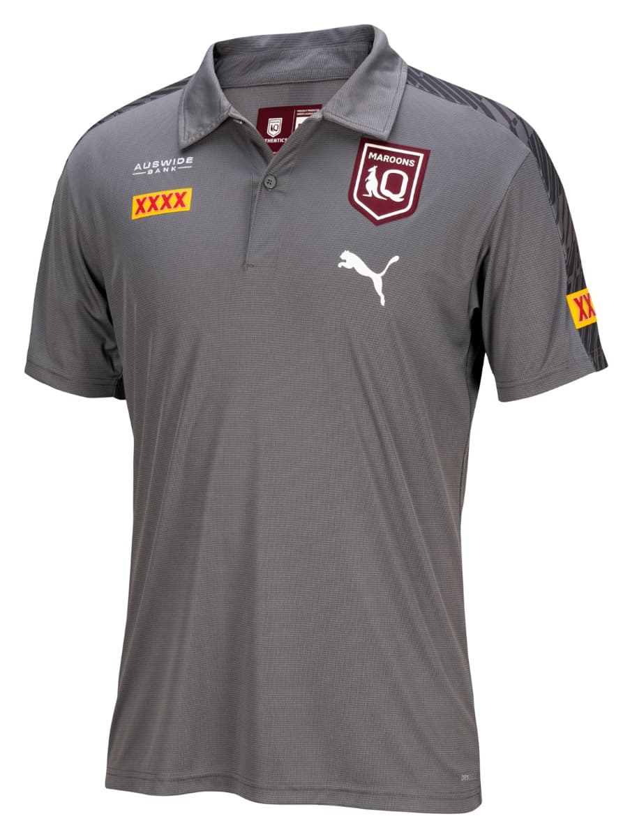 QLD Maroons State of Origin Mens Grey Polo Shirt