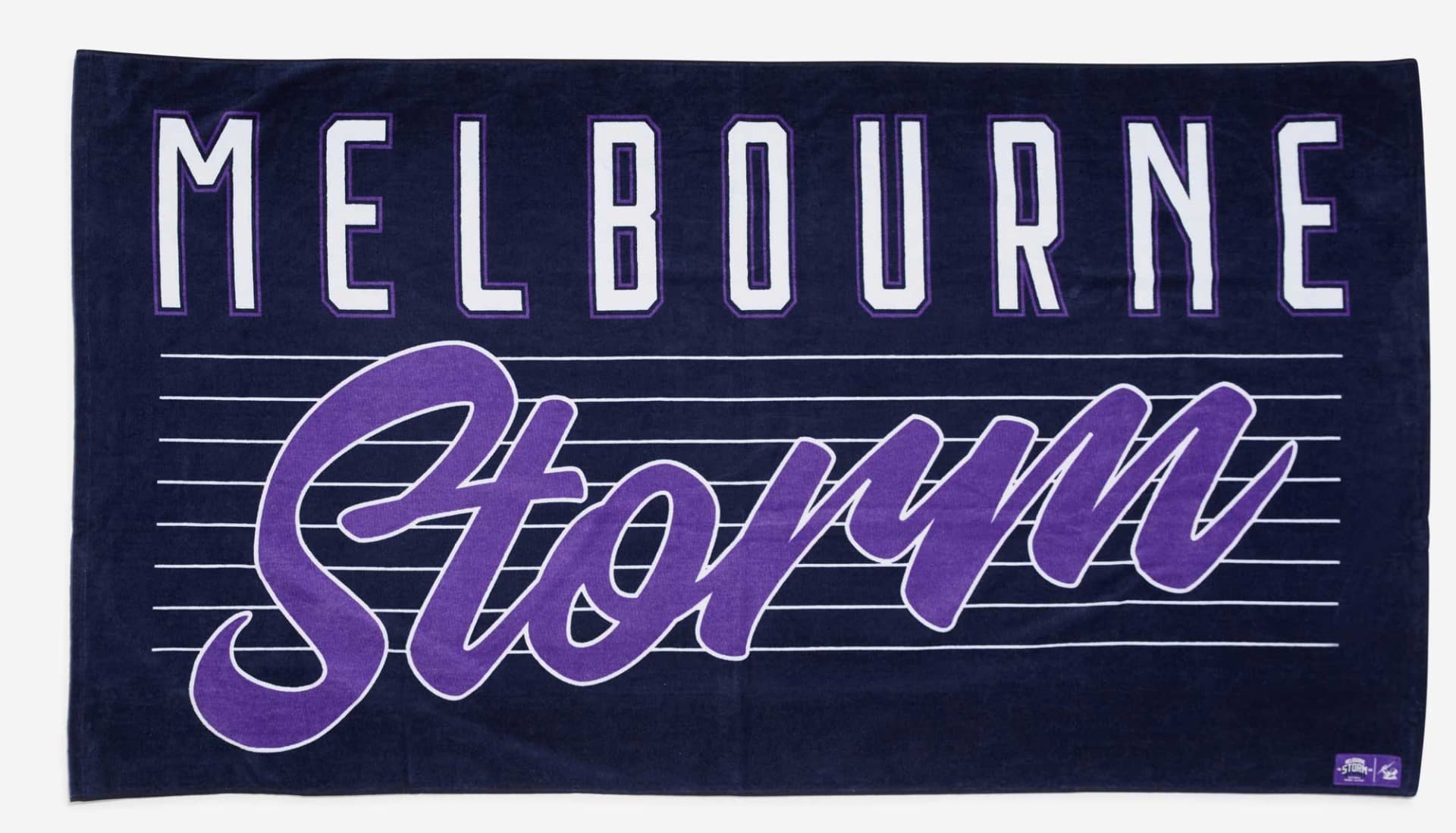 Melbourne Storm NRL Headline Mega Beach Towel 170cm x 90cm Melbourne Storm NRL Headline Mega Beach Towel 170cm x 90cm