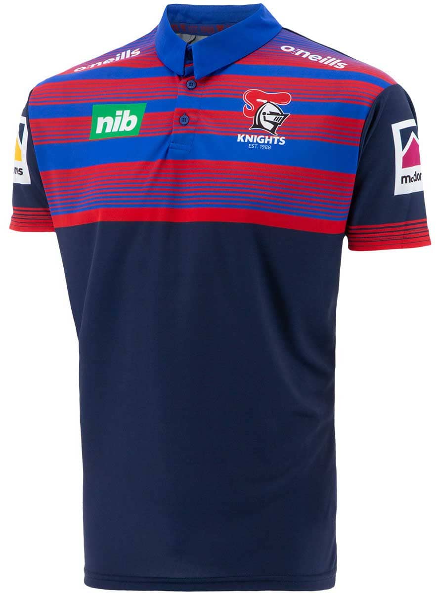 Newcastle Knights NRL Mens Navy Media Polo Shirt