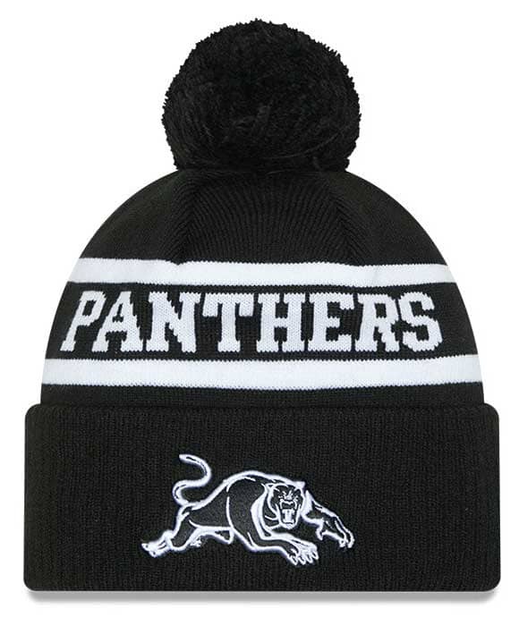Penrith Panthers 2025 NRL New Era Black White Knit Beanie