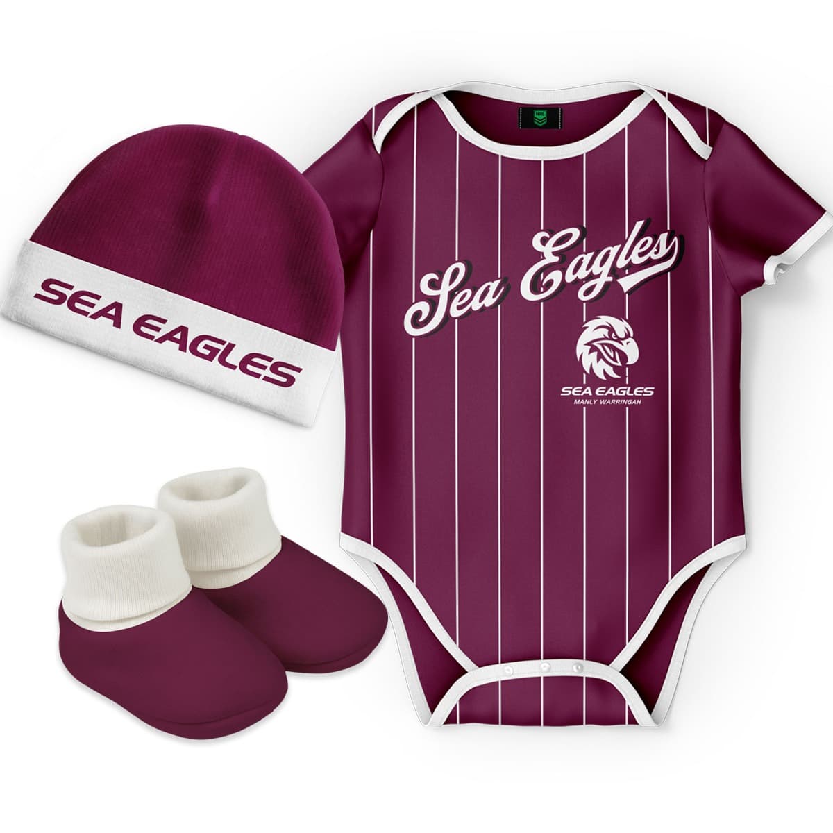 Manly Sea Eagles 2025 NRL Toddler 3pc Lullaby Gift Set