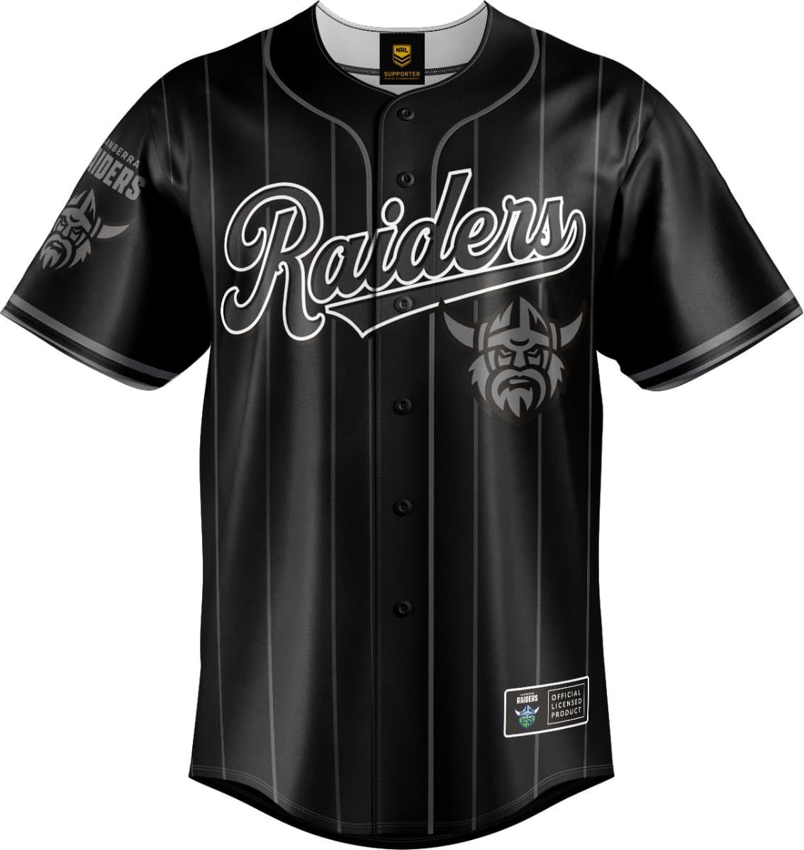 Canberra Raiders 2025 NRL Mens Blackout Baseball Shirt