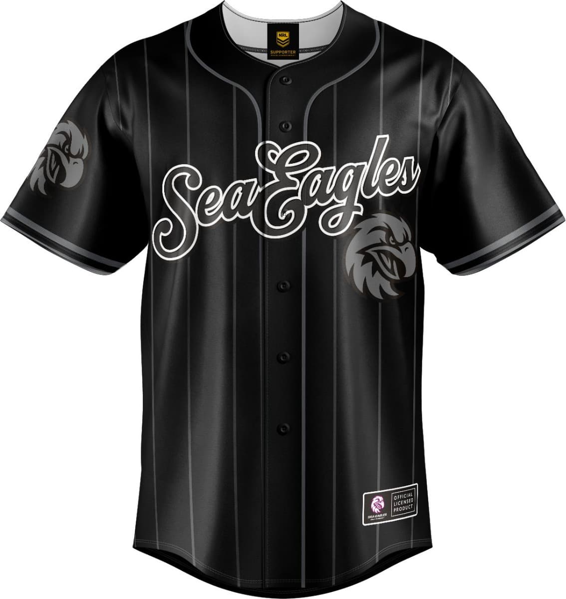 Manly Sea Eagles 2025 NRL Mens Blackout Baseball Shirt