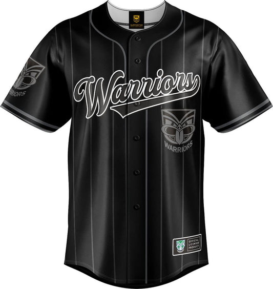 New Zealand Warriors 2025 NRL Mens Blackout Baseball Shirt New Zealand Warriors 2025 NRL Mens Blackout Baseball Shirt