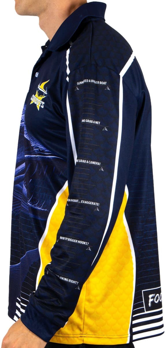 North Queensland Cowboys 2025 NRL Mens Barracuda Fishing Shirt