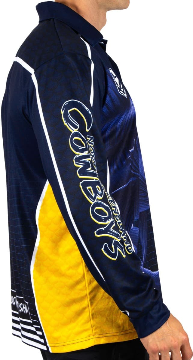 North Queensland Cowboys 2025 NRL Mens Barracuda Fishing Shirt