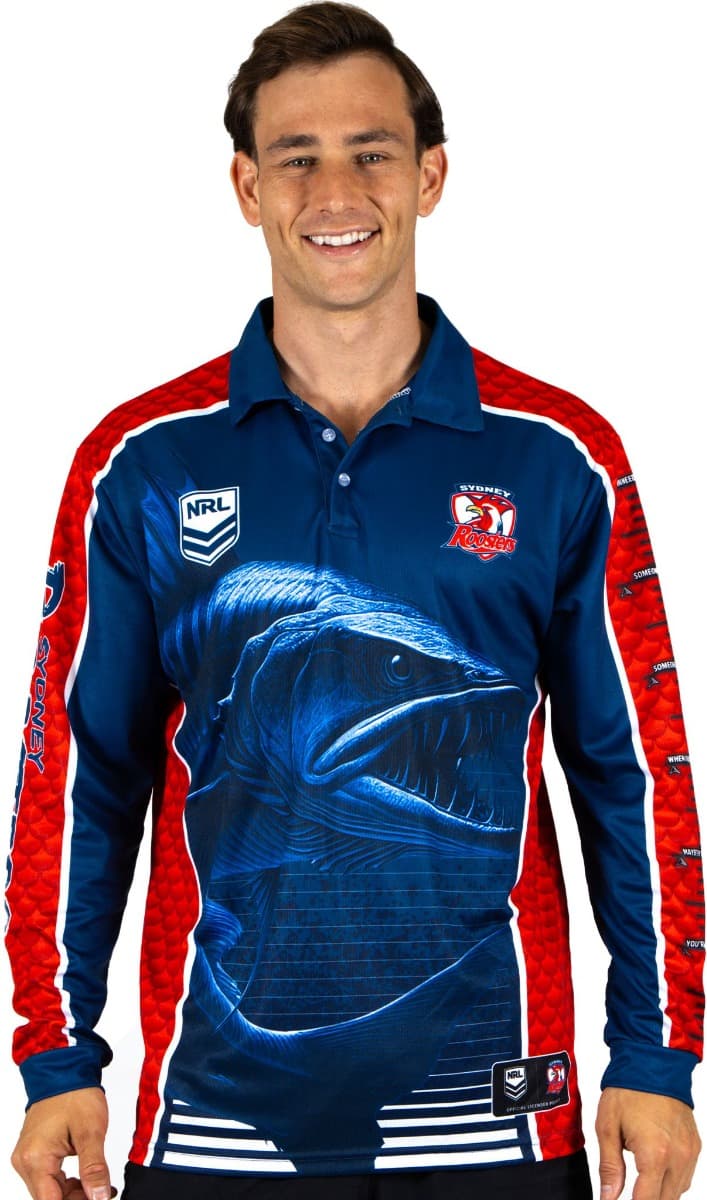 Sydney Roosters 2025 NRL Mens Barracuda Fishing Shirt Sydney Roosters 2025 NRL Mens Barracuda Fishing Shirt