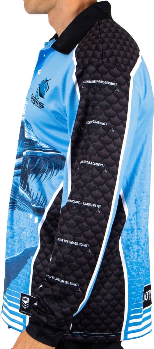 Cronulla Sharks 2025 NRL Mens Barracuda Fishing Shirt
