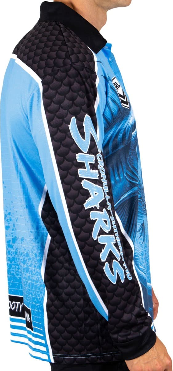 Cronulla Sharks 2025 NRL Mens Barracuda Fishing Shirt