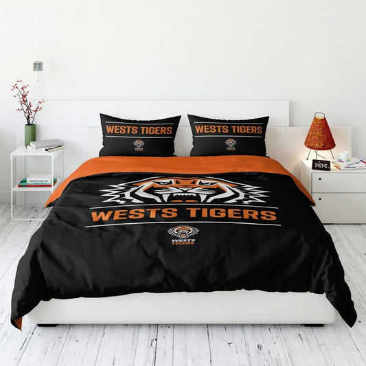 Wests Tigers 2025 NRL Double Quilt Set Wests Tigers 2025 NRL Double Quilt Set
