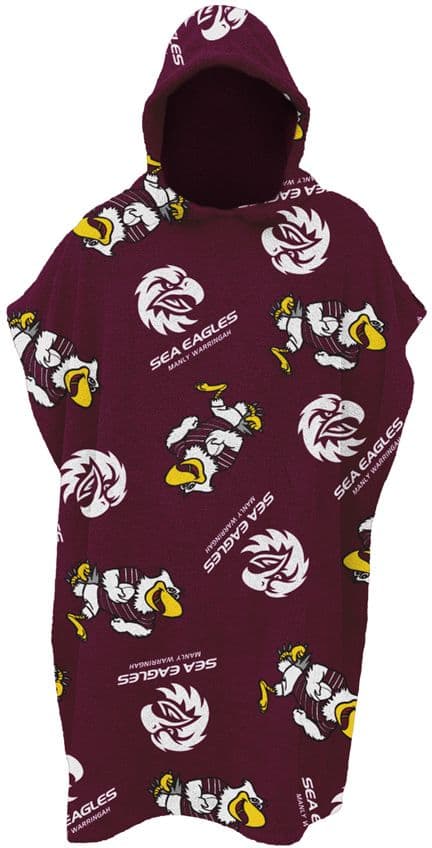 Manly Sea Eagles NRL Kids Hooded Beach Towel