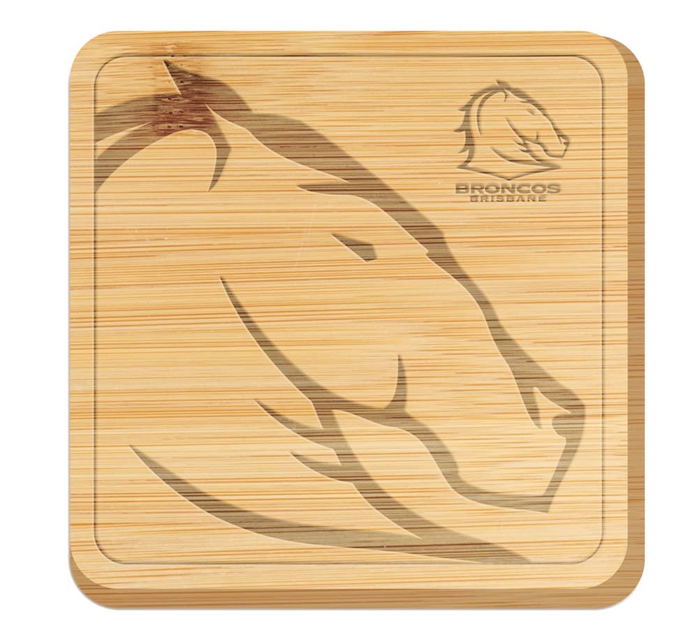 Brisbane Broncos Bamboo Cheeseboard 35cm x 35cm