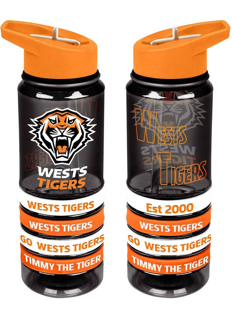 Wests Tigers NRL 650ml Tritan Bottle with Bands