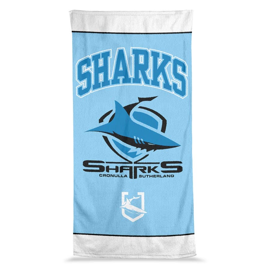 Cronulla Sharks 2025 NRL Jumbo Beach Towel  90cm x 170cm Cronulla Sharks 2025 NRL Jumbo Beach Towel  90cm x 170cm