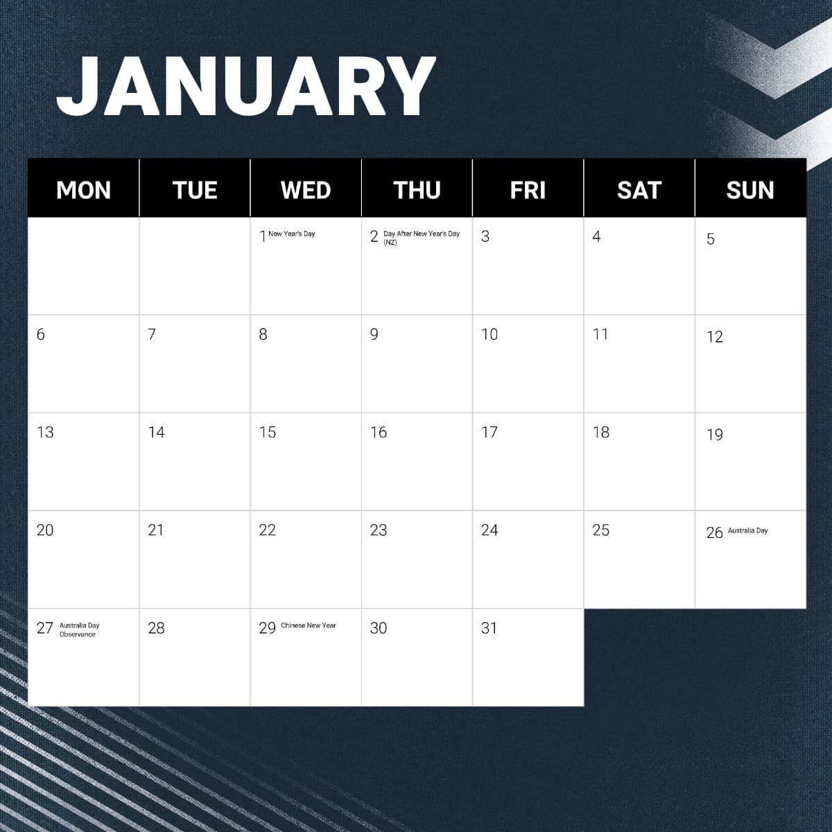 Penrith Panthers 2025 NRL Team Wall Calendar