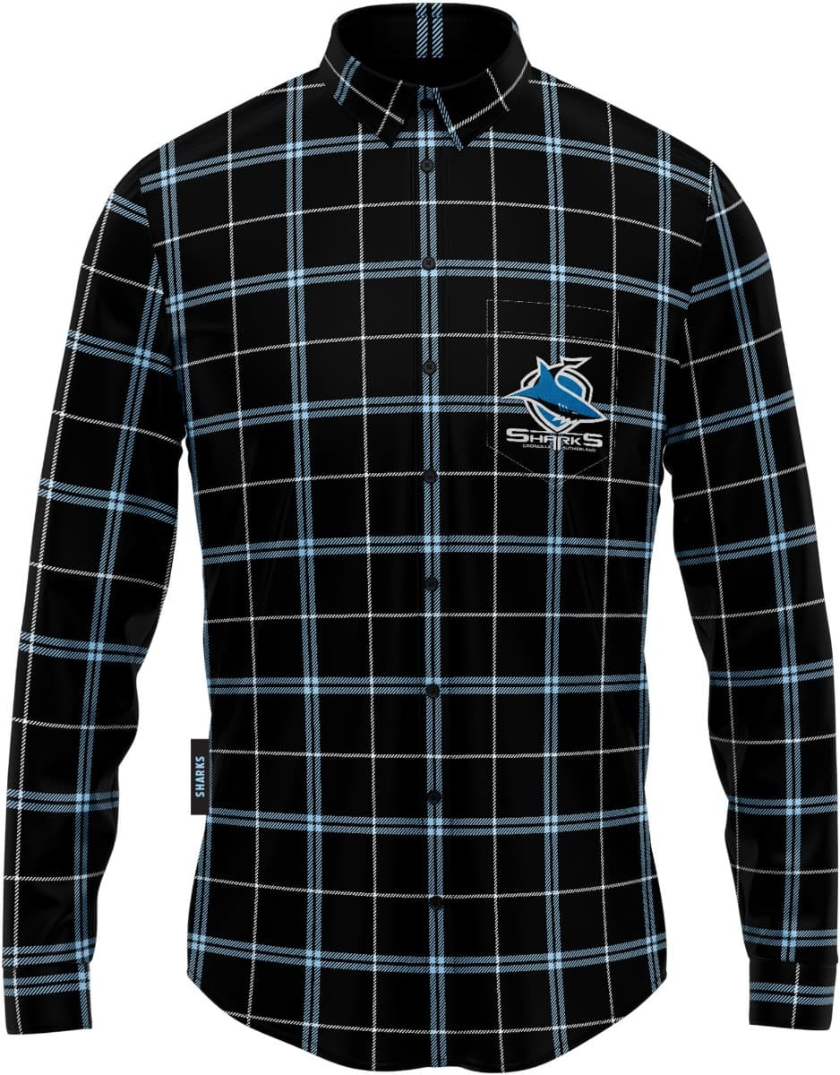 Cronulla Sharks NRL Mens Mustang Flannel Shirt