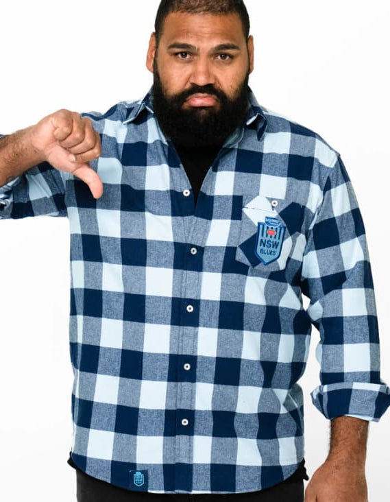 NSW Blues State of Origin Mens 'Axeman' Flannel Shirt NSW Blues State of Origin Mens 'Axeman' Flannel Shirt