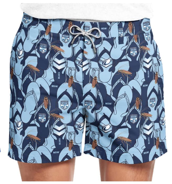 NSW Blues State of Origin NRL Mens Hawaiian Shorts NSW Blues State of Origin NRL Mens Hawaiian Shorts