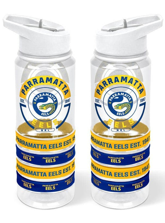 Parramatta Eels NRL White 650ml Tritan Bottle with Bands Parramatta Eels NRL White 650ml Tritan Bottle with Bands