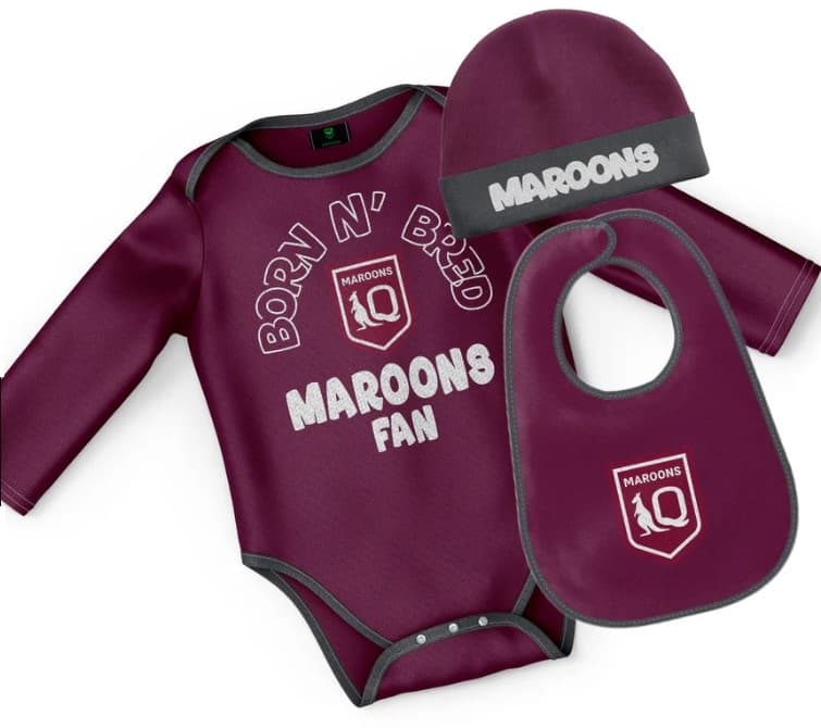 QLD Maroons State of Origin Toddler Born & Bred 3pc Gift Set