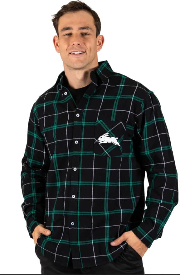 South Sydney Rabbitohs NRL Mens Mustang Flannel Shirt South Sydney Rabbitohs NRL Mens Mustang Flannel Shirt