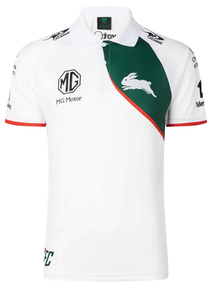 South Sydney Rabbitohs 2023 NRL Mens White Coaches Polo Shirt