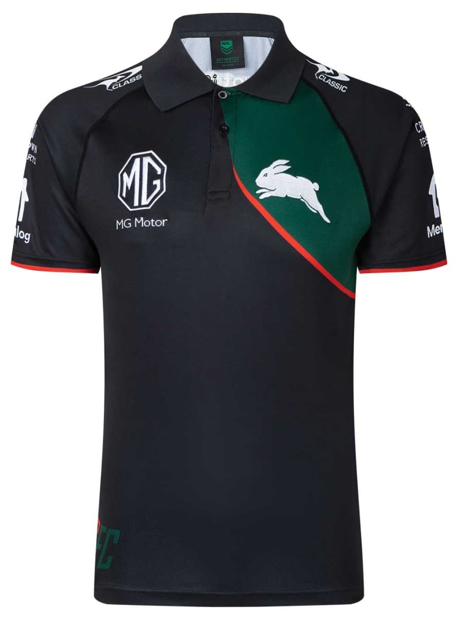 South Sydney Rabbitohs 2023 NRL Mens Black Players Polo Shirt South Sydney Rabbitohs 2023 NRL Mens Black Players Polo Shirt