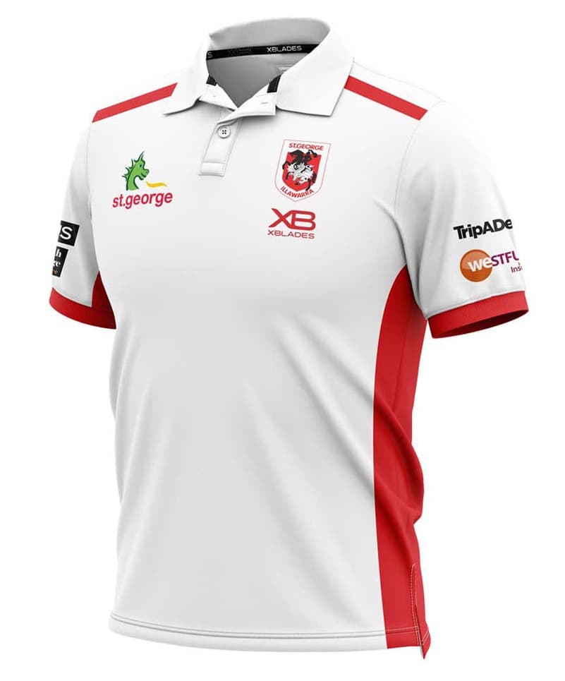 St George Dragons NRL Mens White Media Polo Shirt