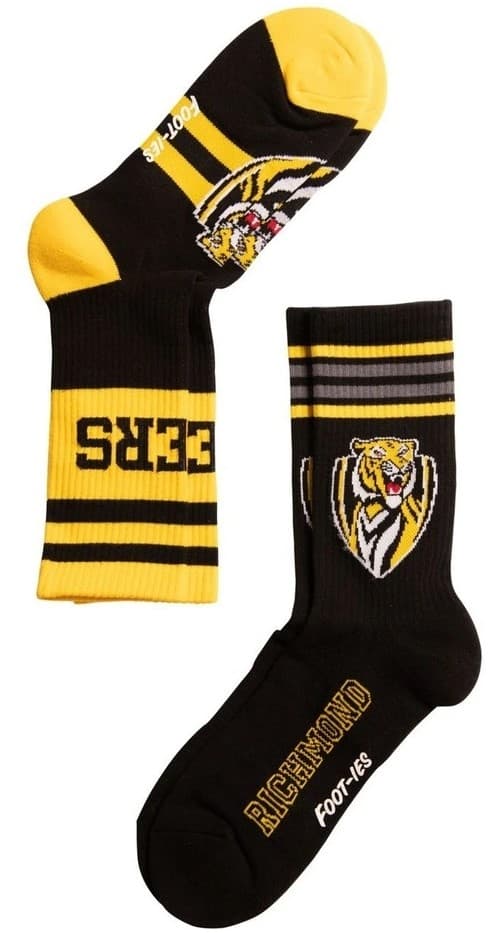 Richmond Tigers AFL Adults Sport Crew Socks 2 Pack
