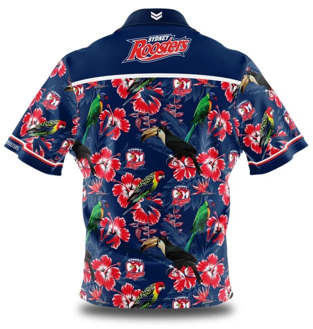 Sydney Roosters NRL Mens Hibiscus Hawaiian Shirt