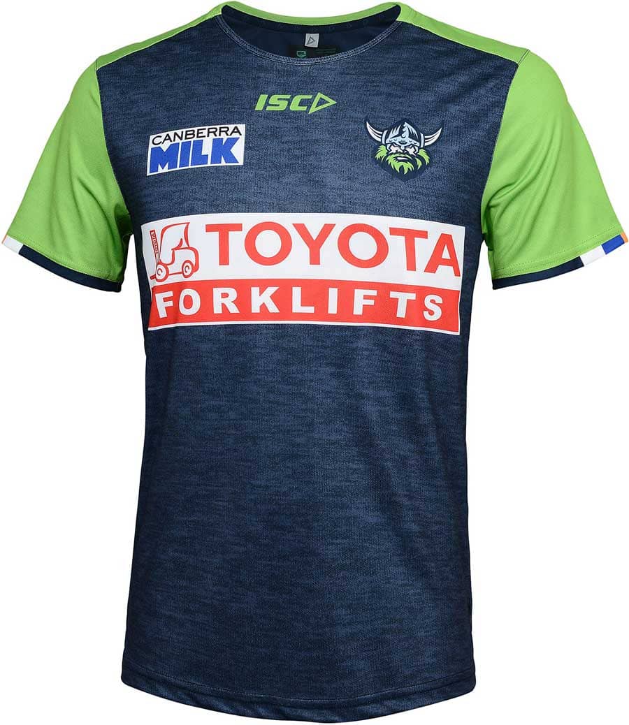 Canberra Raiders NRL Mens Navy Green Training Shirt