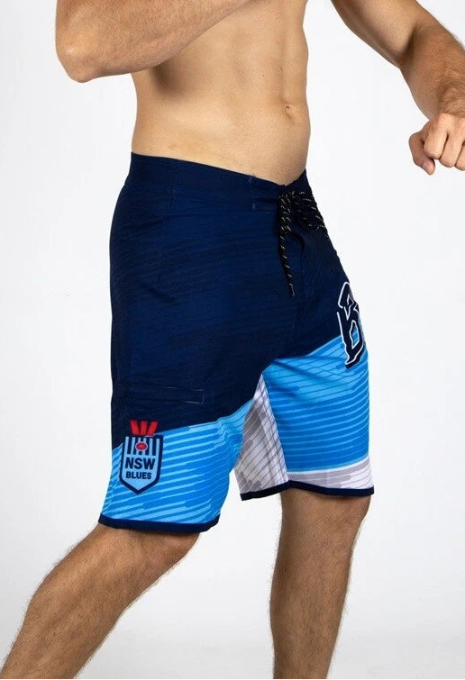 NSW Blues NRL Mens Barrel Board Shorts NSW Blues NRL Mens Barrel Board Shorts