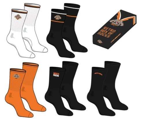 Wests Tigers 2025 NRL Retro 5 Pack Box Socks