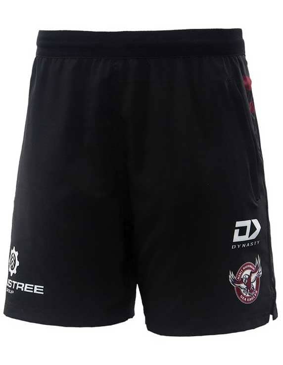 Manly Sea Eagles NRL Mens Black Gym Training Shorts