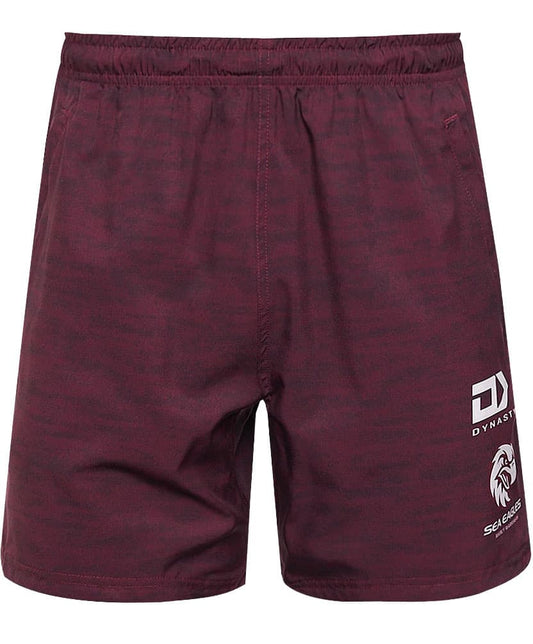 Manly Sea Eagles 2024 NRL Mens Maroon Alternate Gym Short Zip Pockets Manly Sea Eagles 2024 NRL Mens Maroon Alternate Gym Short Zip Pockets
