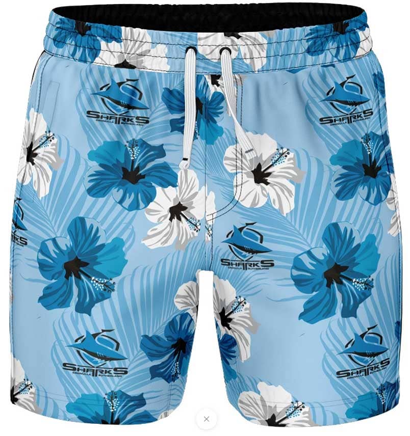 Cronulla Sharks NRL Mens Aloha Volley Swim Shorts