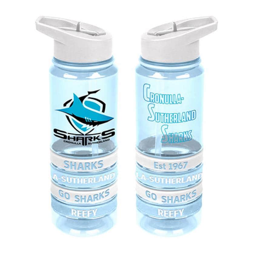 Cronulla Sharks NRL 650ml Tritan Bottle with armbands Cronulla Sharks NRL 650ml Tritan Bottle with armbands