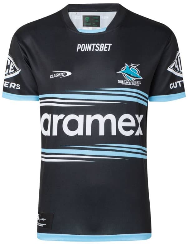 Cronulla Sharks 2023 NRL Mens Black Training Jersey Cronulla Sharks 2023 NRL Mens Black Training Jersey