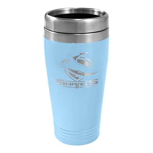 Cronulla Sharks NRL 450ml Stainless Steel Travel Mug Cronulla Sharks NRL 450ml Stainless Steel Travel Mug