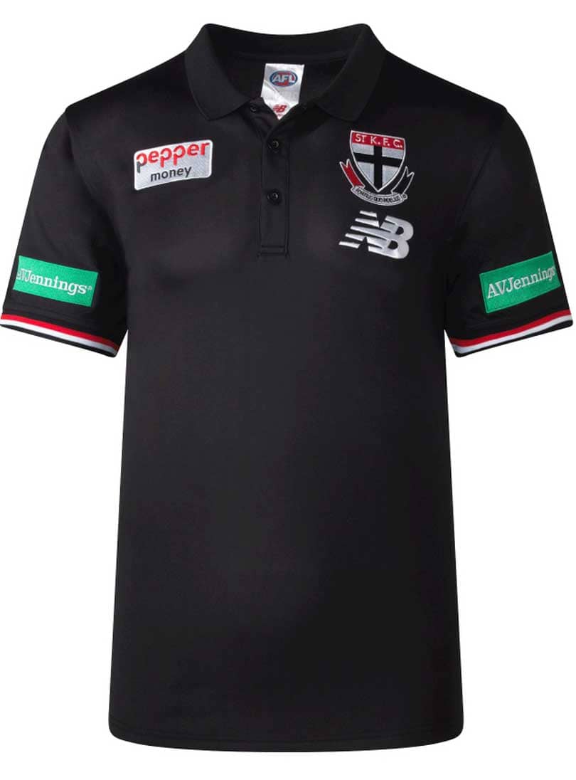 St Kilda Saints AFL Mens Black Media Polo Shirt