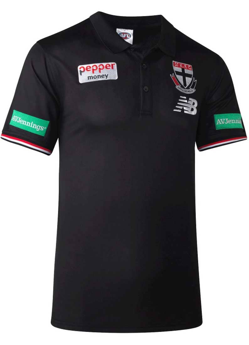 St Kilda Saints AFL Mens Black Media Polo Shirt