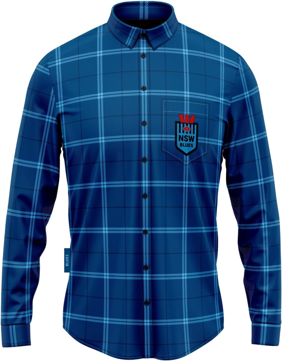 NSW Blues State of Origin Mens Mustang Flannel Shirt