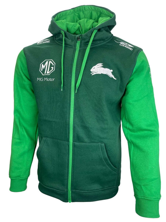 South Sydney Rabbitohs NRL Mens Green Full Zip Hoodie South Sydney Rabbitohs NRL Mens Green Full Zip Hoodie