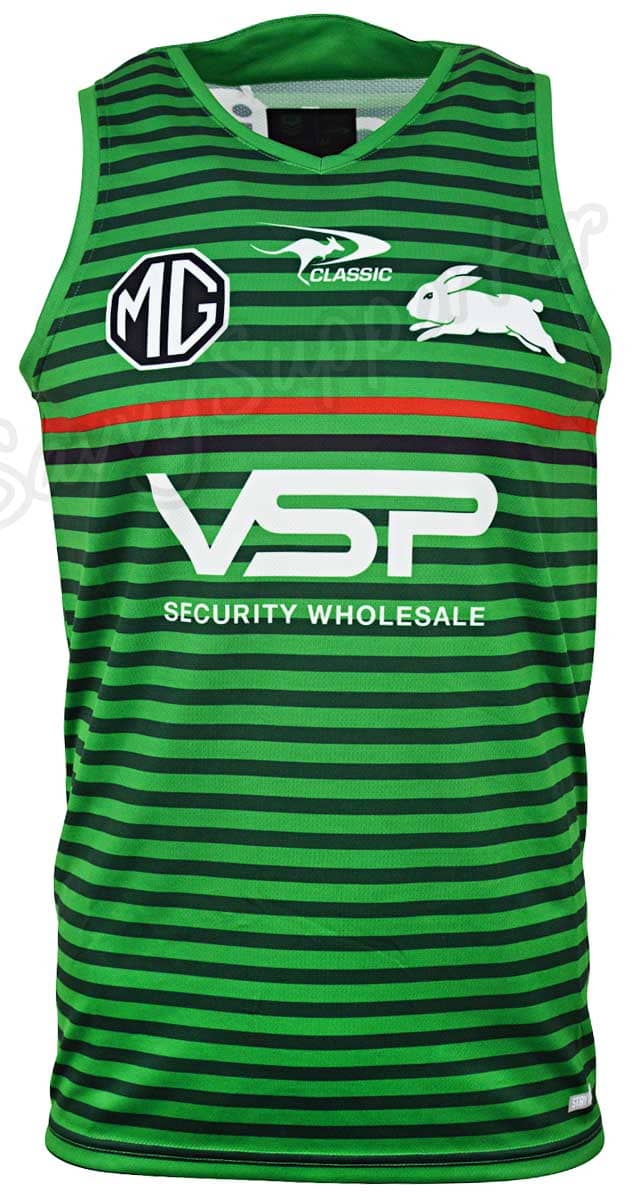 South Sydney Rabbitohs 2024 NRL Mens Green Training Singlet