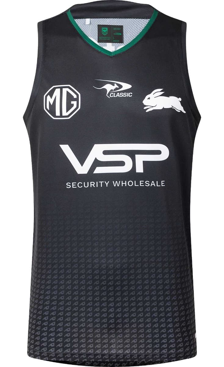 South Sydney Rabbitohs 2025 NRL Mens Black Training Singlet